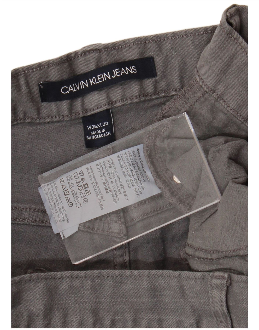 CALVIN KLEIN Muške ravne traperice W36 L30 Sivi pamuk