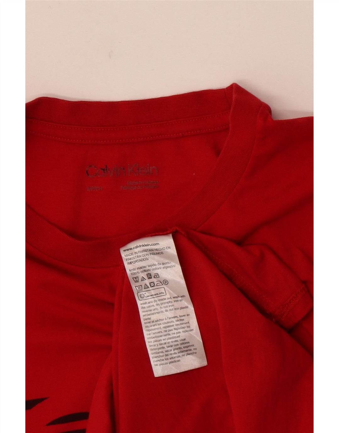 Mala crvena pamučna muška majica s grafičkim motivima Calvin Klein