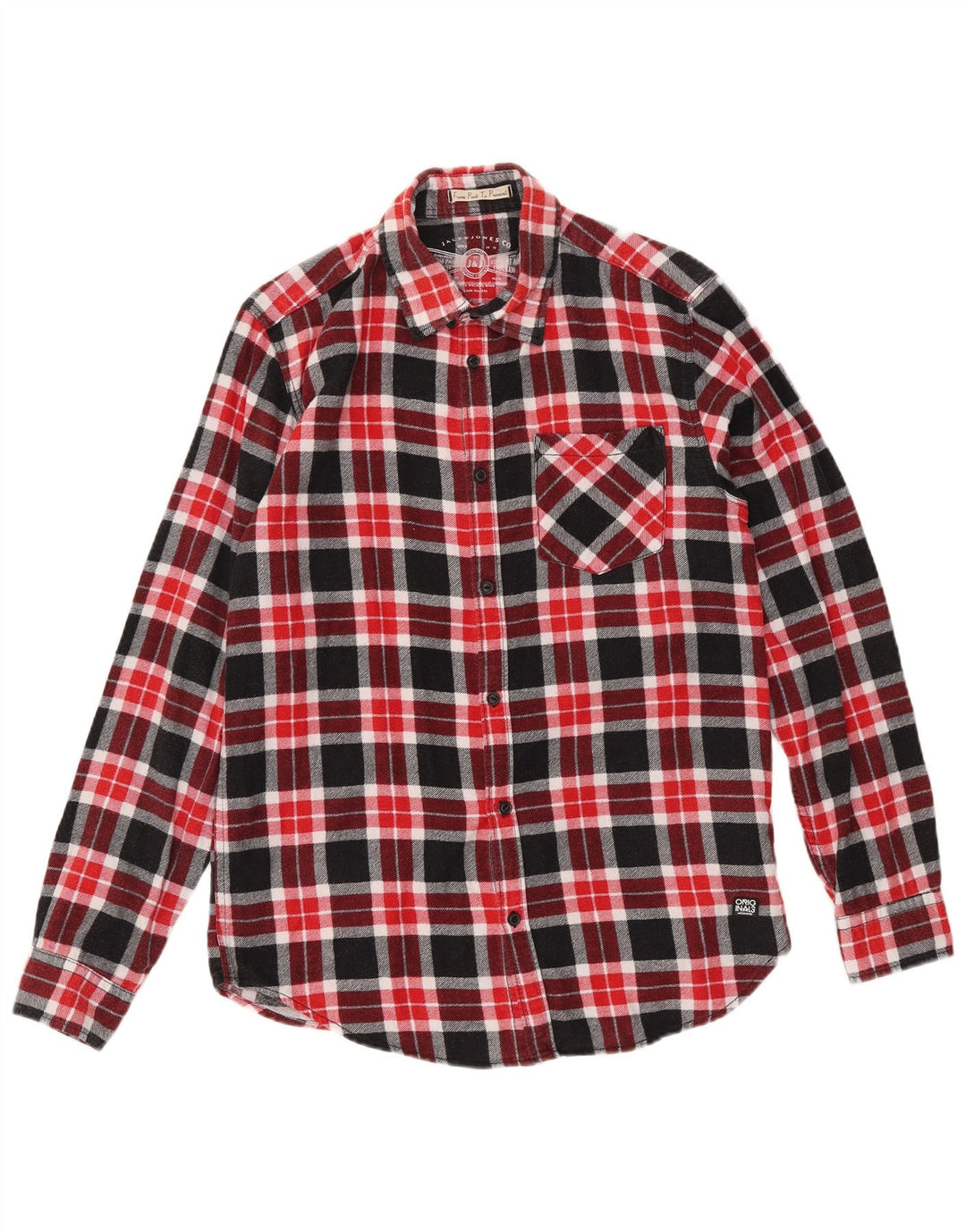 JACK & JONES Muška flanelska košulja srednje crvene karirane pamučne boje
