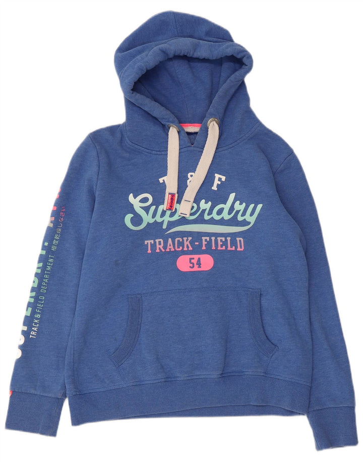 SUPERDRY Ženska majica s kapuljačom s kapuljačom UK 16 Veliki plavi flekasti pamuk