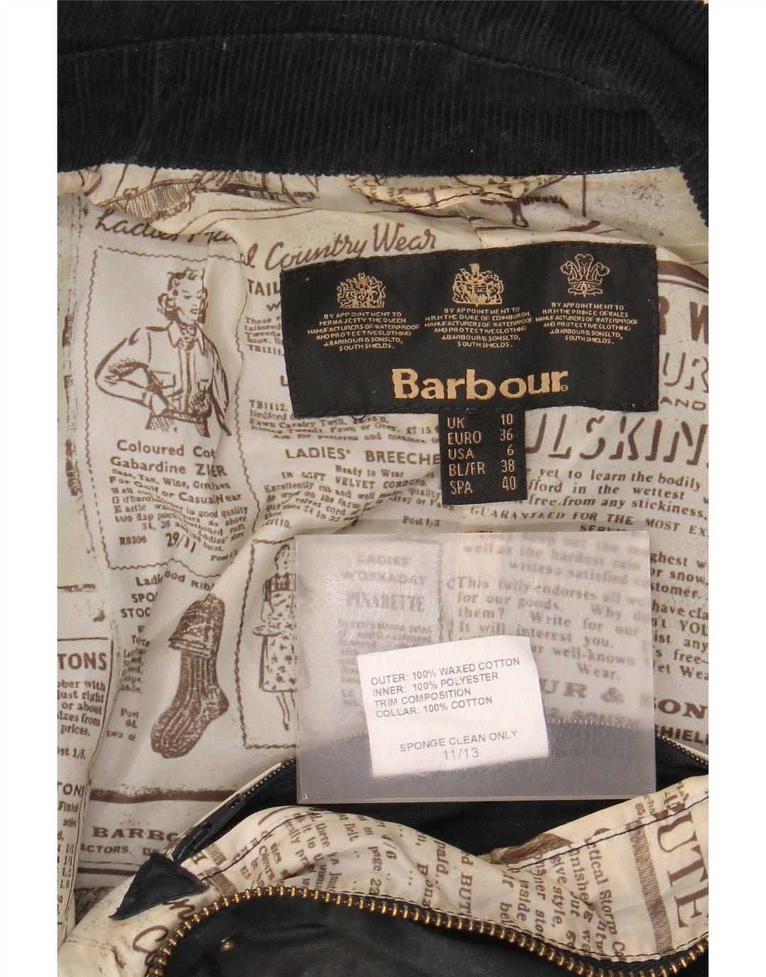 Barbour ženska jakna od voštanog pamuka UK 10 mala crna