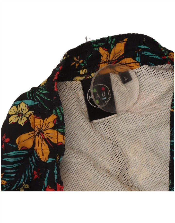 Maui and Sons muške kratke kupaće hlače veliki crni cvjetni poliester