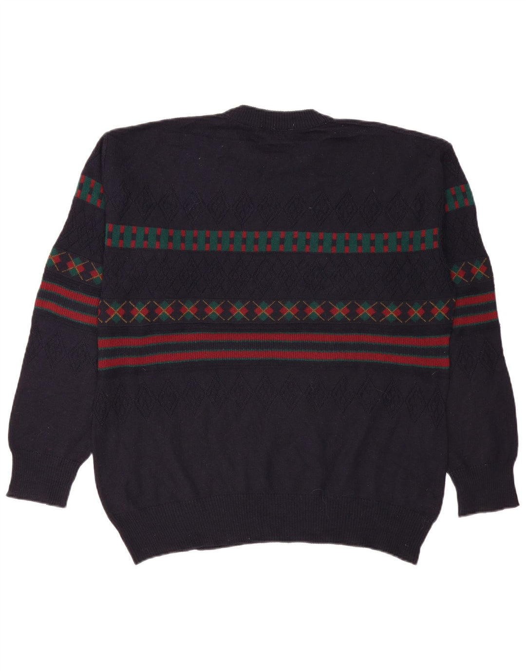 VINTAGE muški džemper s kornjačičastim ovratnikom IT 50 veliki tamnoplavi geometrijski