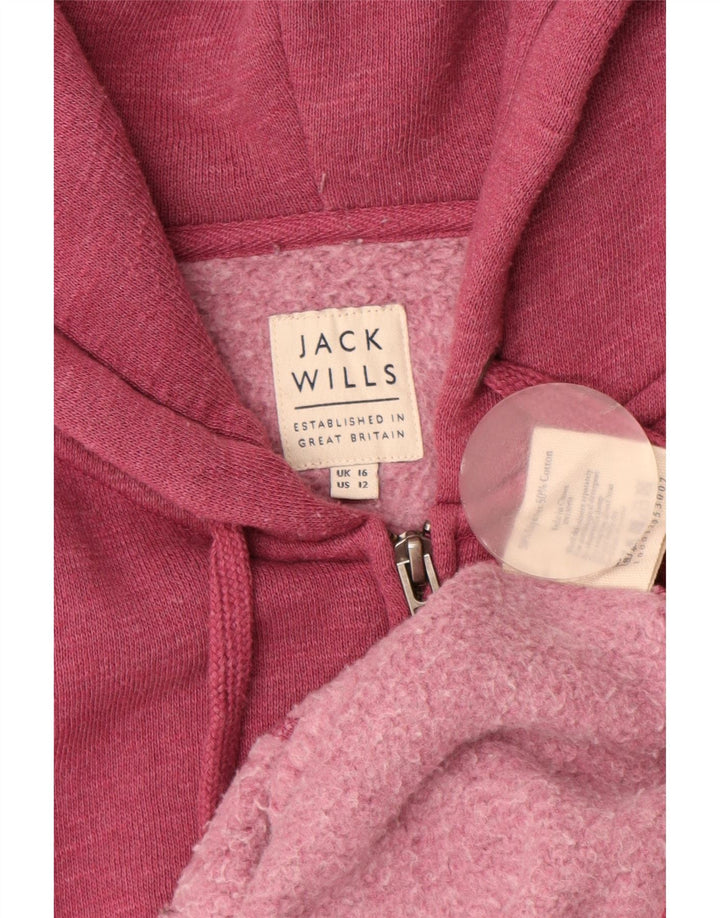 JACK WILLS Ženski pulover s kapuljačom s patentnim zatvaračem UK 16 Veliki tamnocrveni s flekama
