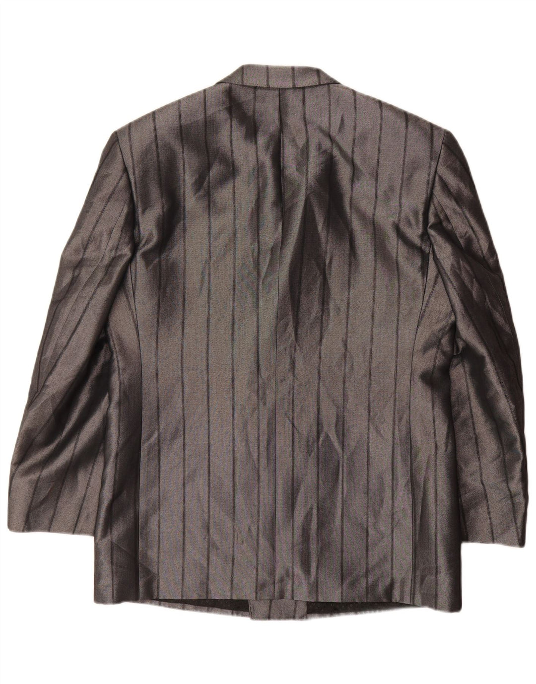 Vintage muški sako jakna UK 38 srednje sivi prugasti poliester