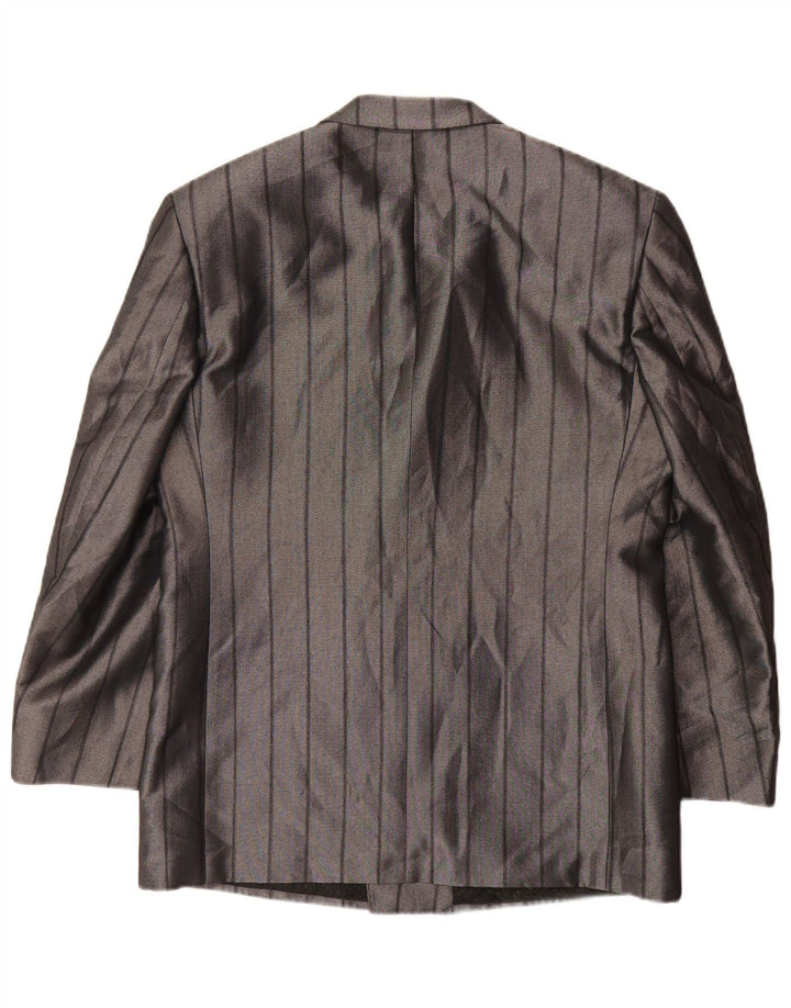 Vintage muški sako jakna UK 38 srednje sivi prugasti poliester