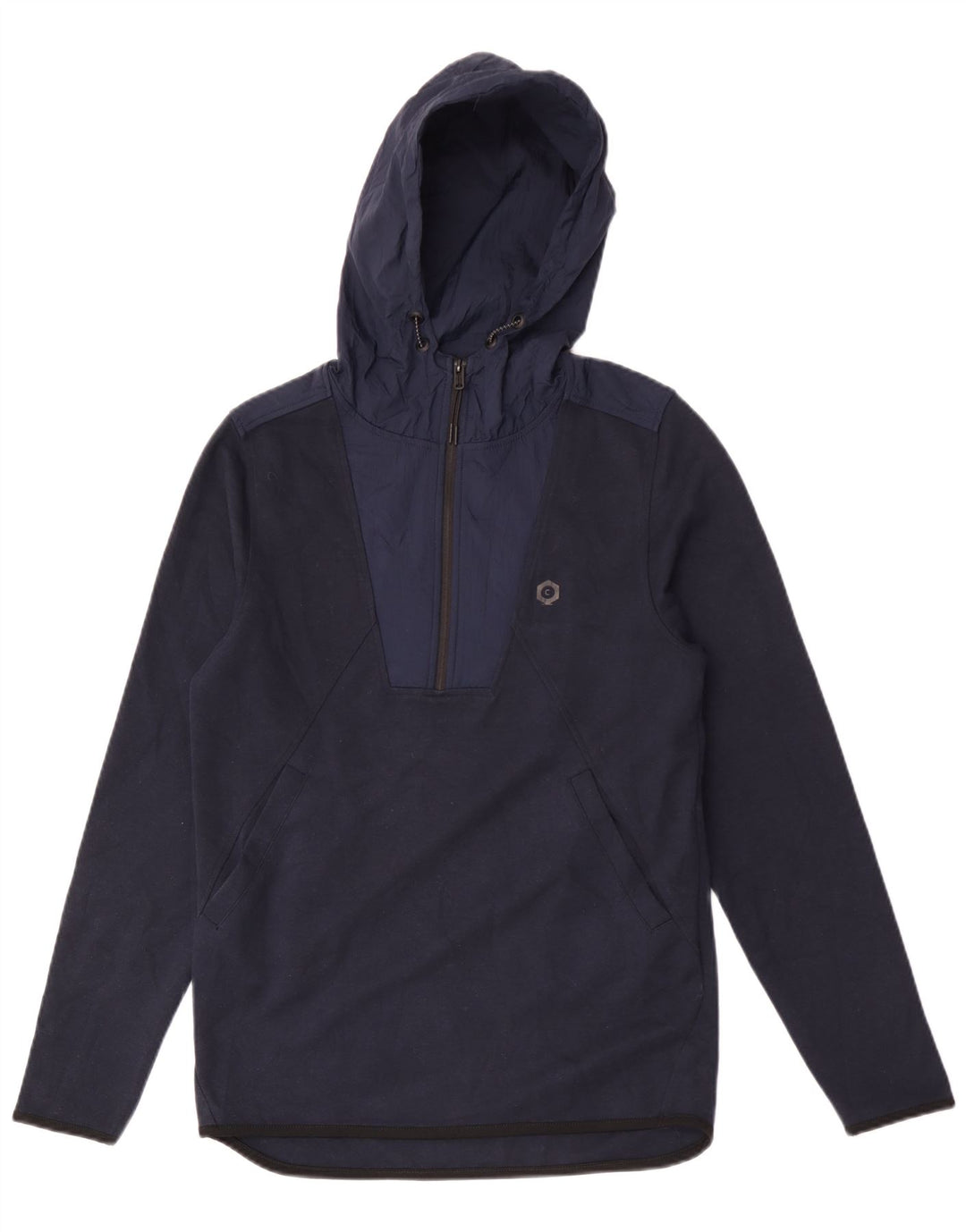 Jack & Jones muška majica s kapuljačom i izrezom s patentnim zatvaračem Mali tamnoplavi poliester