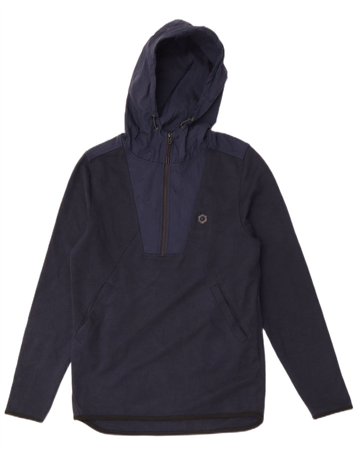 Jack & Jones muška majica s kapuljačom i izrezom s patentnim zatvaračem Mali tamnoplavi poliester