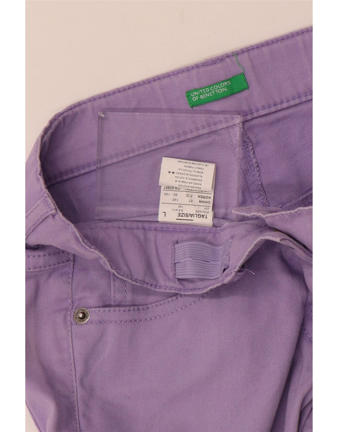 BENETTON Djevojčice Slim Jeans 8-9 Years Large W26 L26 Ljubičasti pamuk