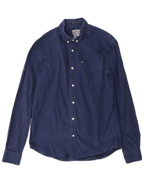 Superdry Mens Modern Classic Fit Shirt Medium Navy Blue Cotton