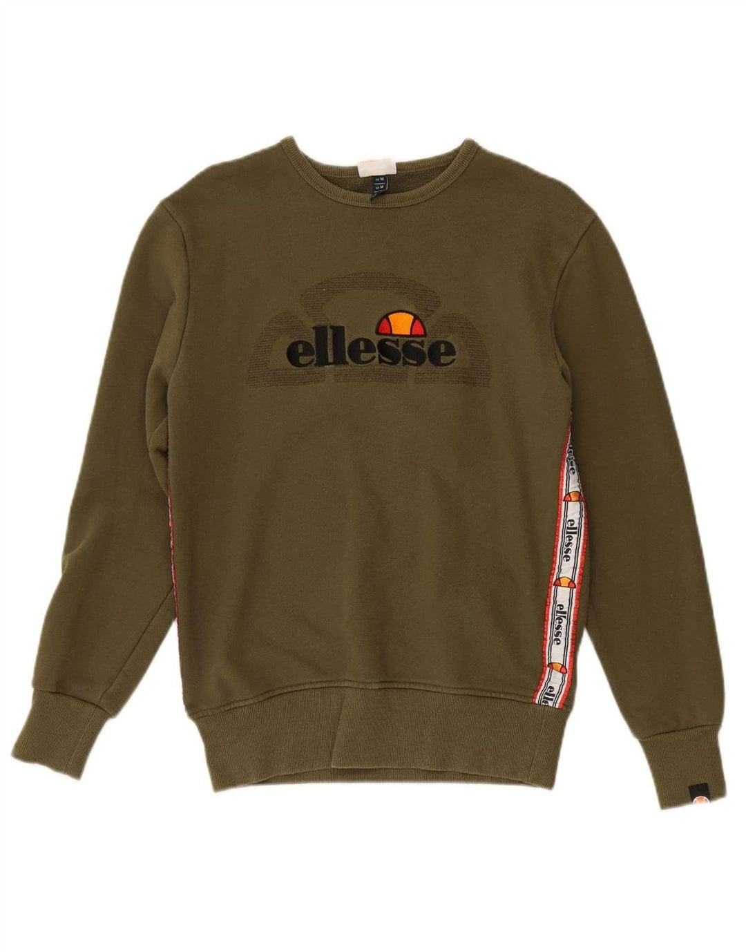 ELLESSE Womens Graphic Sweatshirt Jumper UK 12 Medium Khaki Cotton