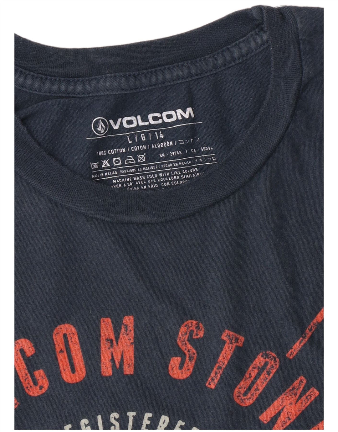 Volcom Boys Graphic T-Shirt Top 13-14 Years Large Navy Blue Pamuk