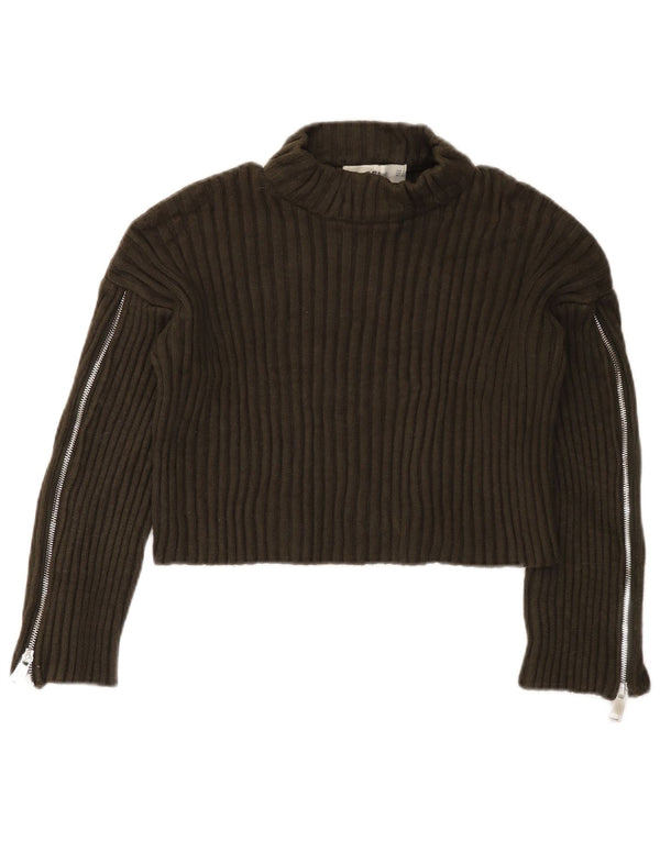 Zara ženski kratki džemper s kornjačičastim ovratnikom UK 10 Mali kaki