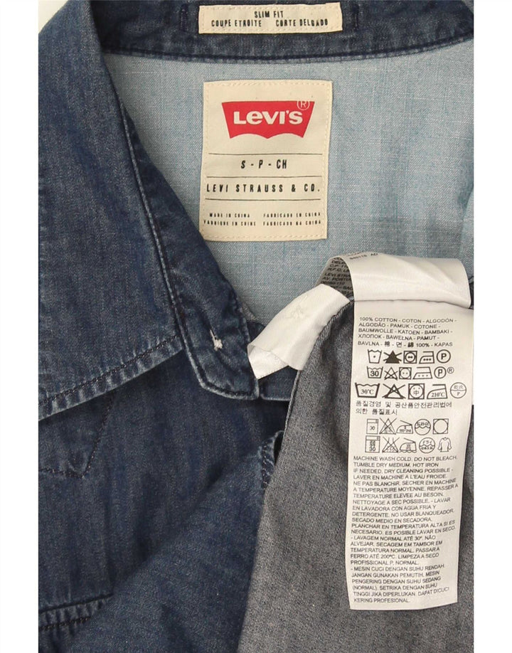 Levi's muška uska traper košulja, mala tamnoplava pamučna