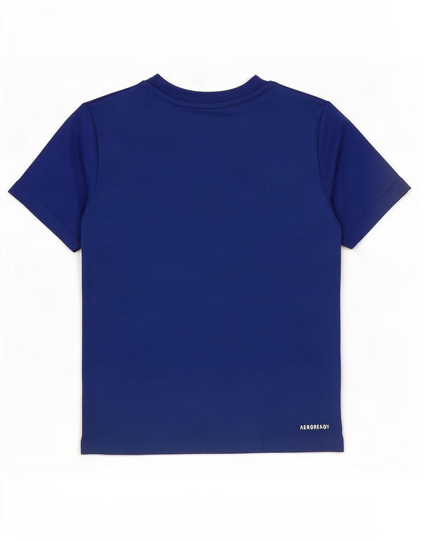 Adidas Boys Aeroready T-Shirt Top 8-9 Years Blue Poliester