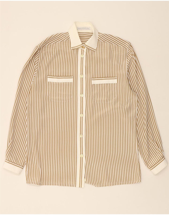 MARIO ROSELLA Womens Oversized Shirt Blouse EU 36 Small Brown Pinstripe Vintage Mario Rosella and Second-Hand Mario Rosella from Messina Hembry 