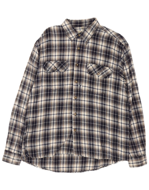 Vintage muška flanelska košulja XL tamnoplavi karirani pamuk