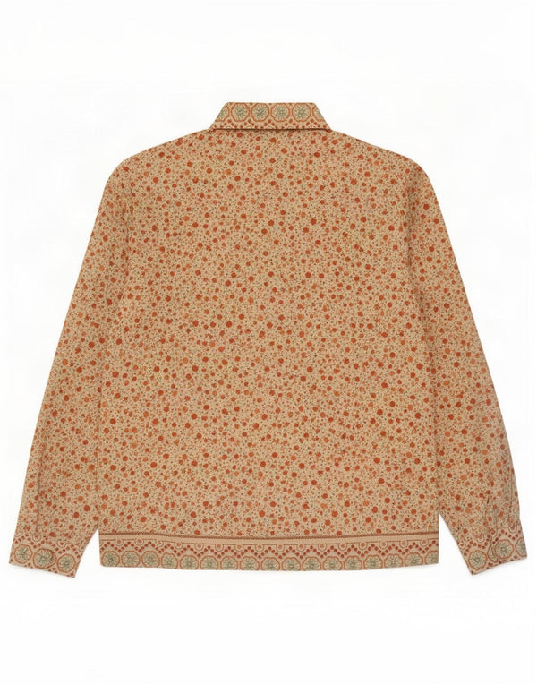 Vintage ženska košulja bluza UK 14 srednje bež cvjetni poliester
