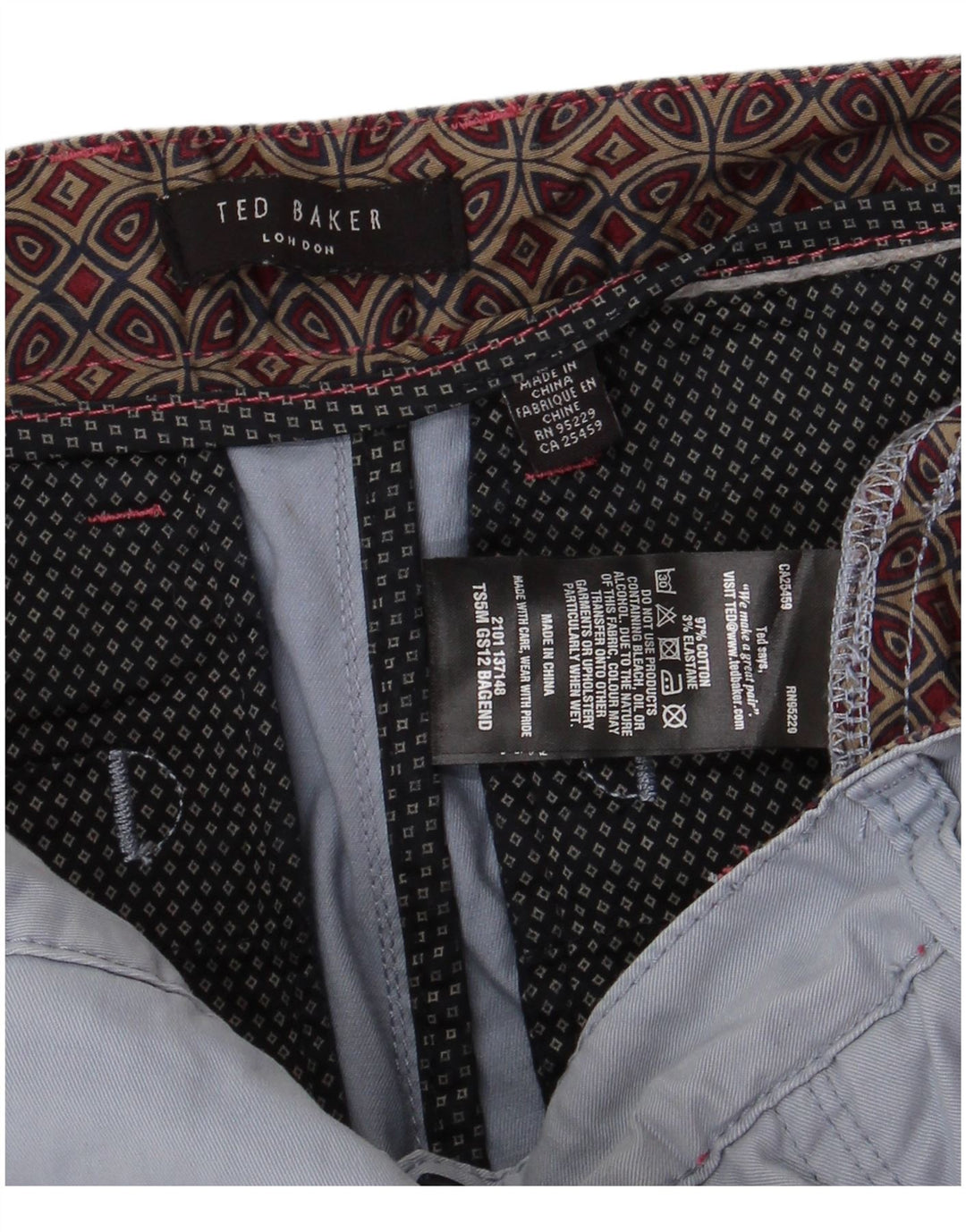 TED BAKER Muške chino kratke hlače W32 Srednje plavi pamuk