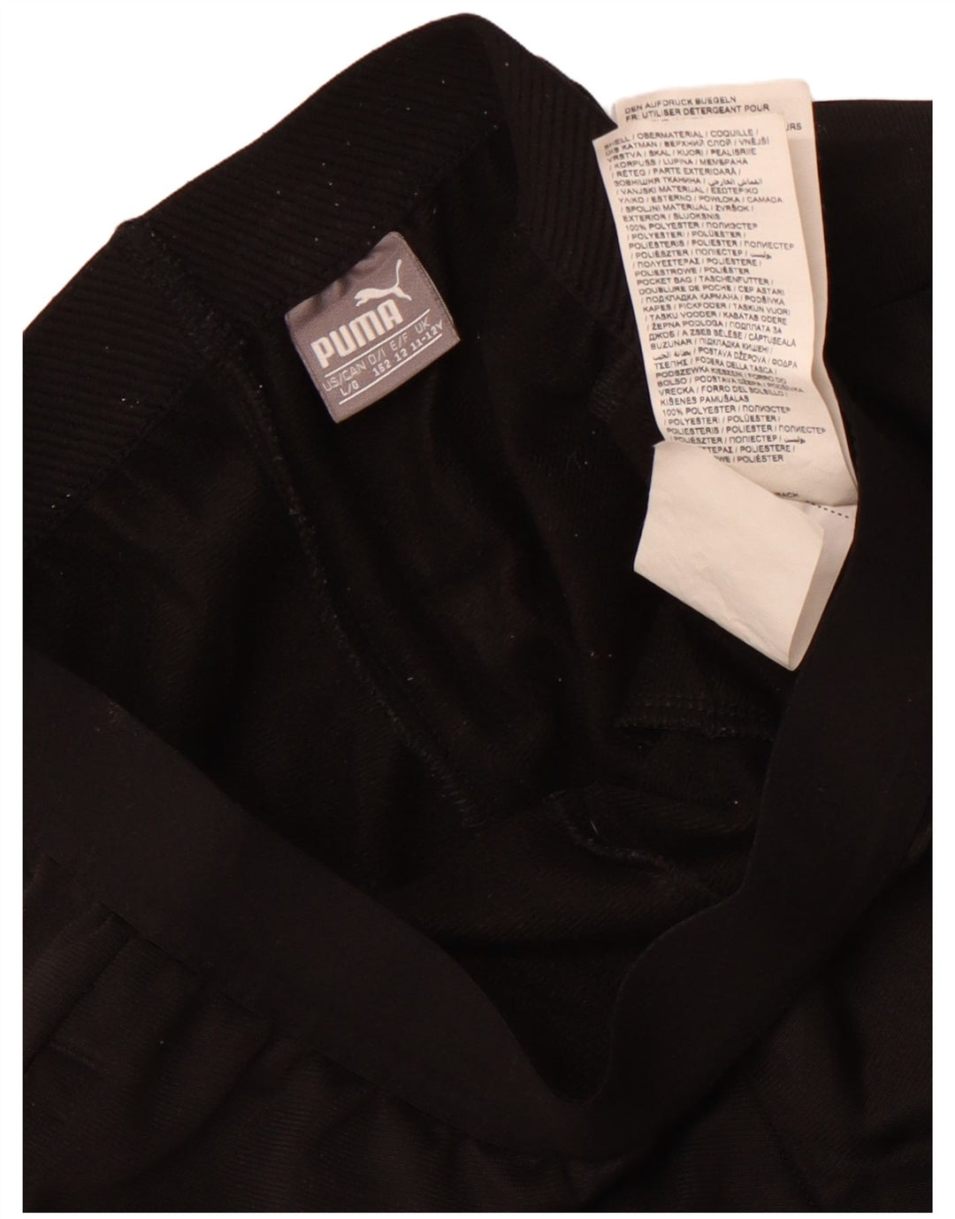 Puma Hlače za trenirku za dječake 11-12 godina, crne poliesterske