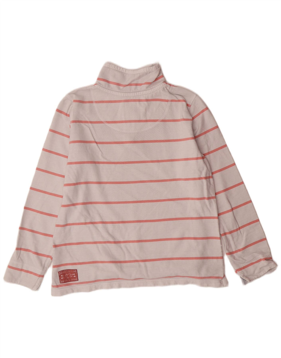 CREW CLOTHING Ženska majica s izrezom s patentnim zatvaračem UK 12 srednje bijele pruge