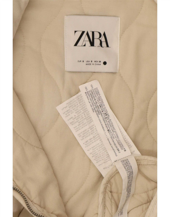 Zara ženska prevelika prošivena jakna UK 10 Mala, bež pamuk