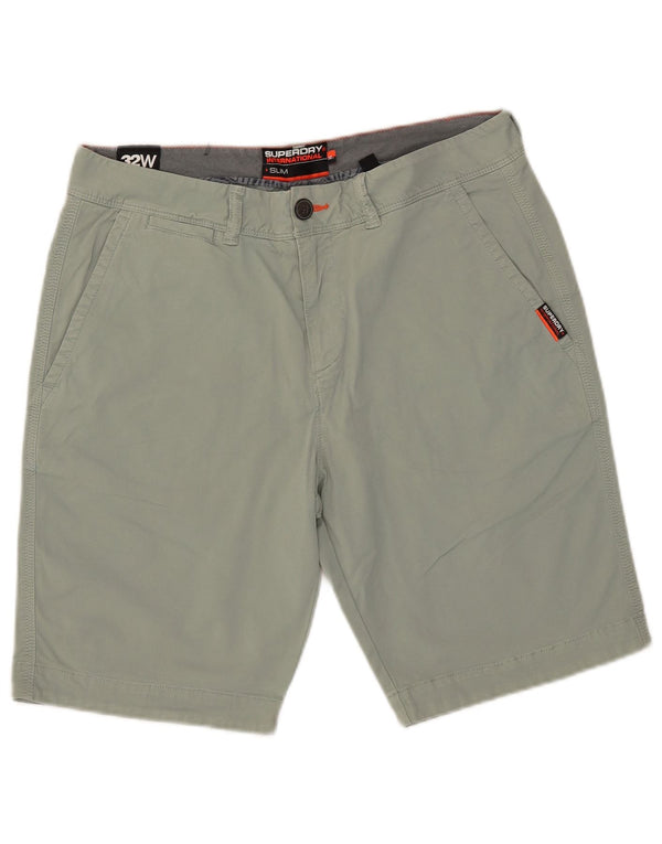 Superdry muške uske chino kratke hlače W32 Srednje zeleni pamuk