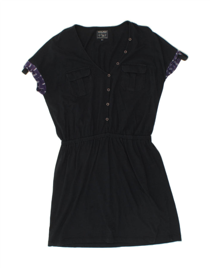 WOOLRICH Womens Basic Dress UK 14 Medium Navy Blue Cotton Vintage Woolrich and Second-Hand Woolrich from Messina Hembry 