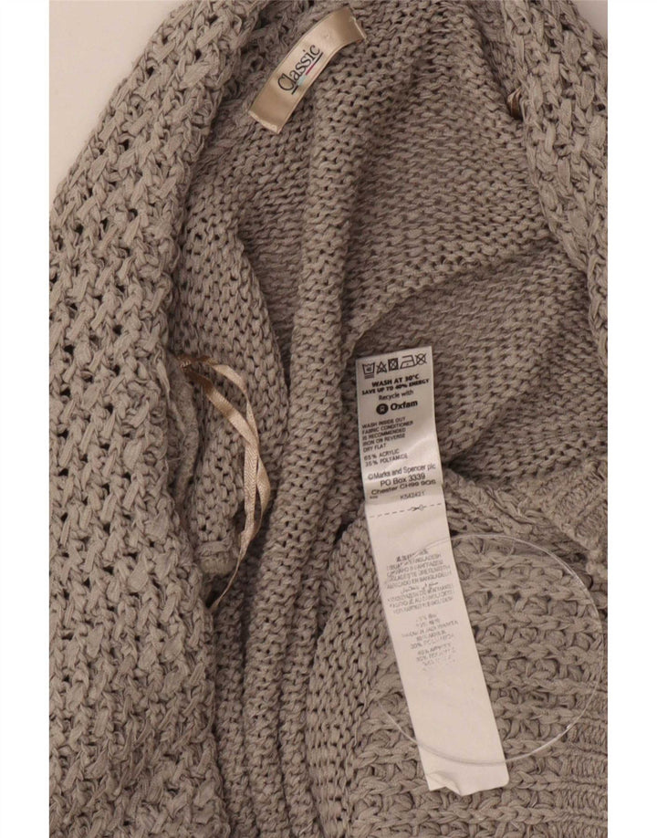 Marks & Spencer ženski klasični otvoreni kardigan pulover UK 16 veliki sivi
