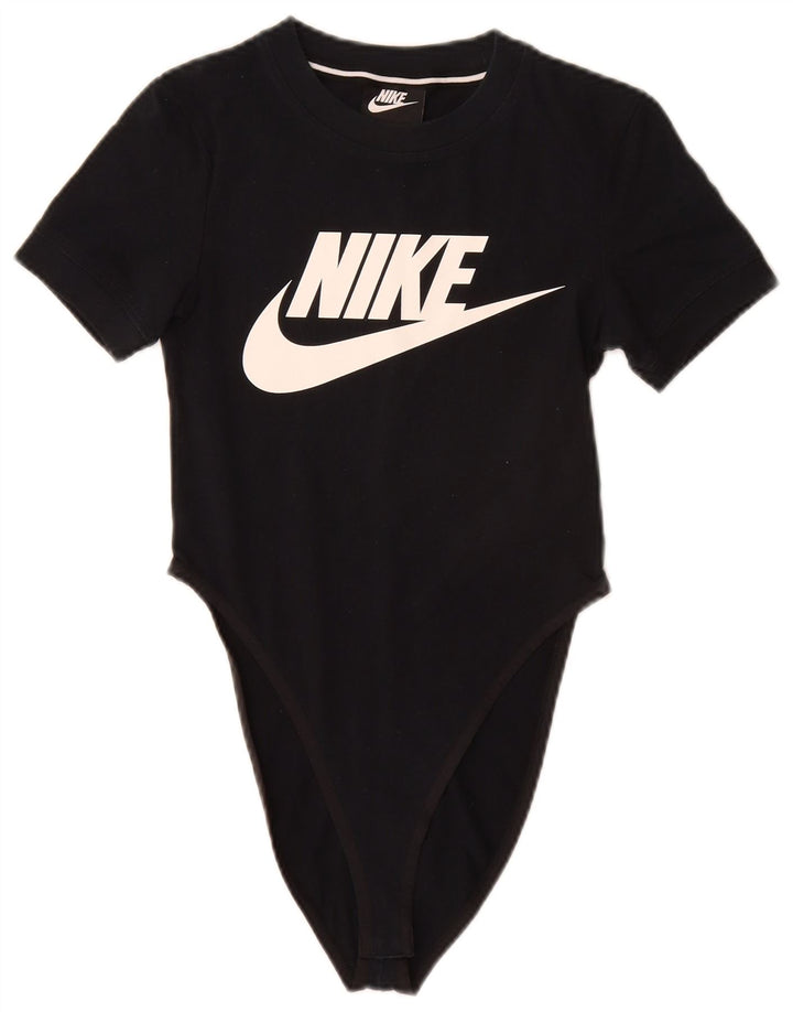 Nike ženski grafički bodi UK 6 XS crni pamuk