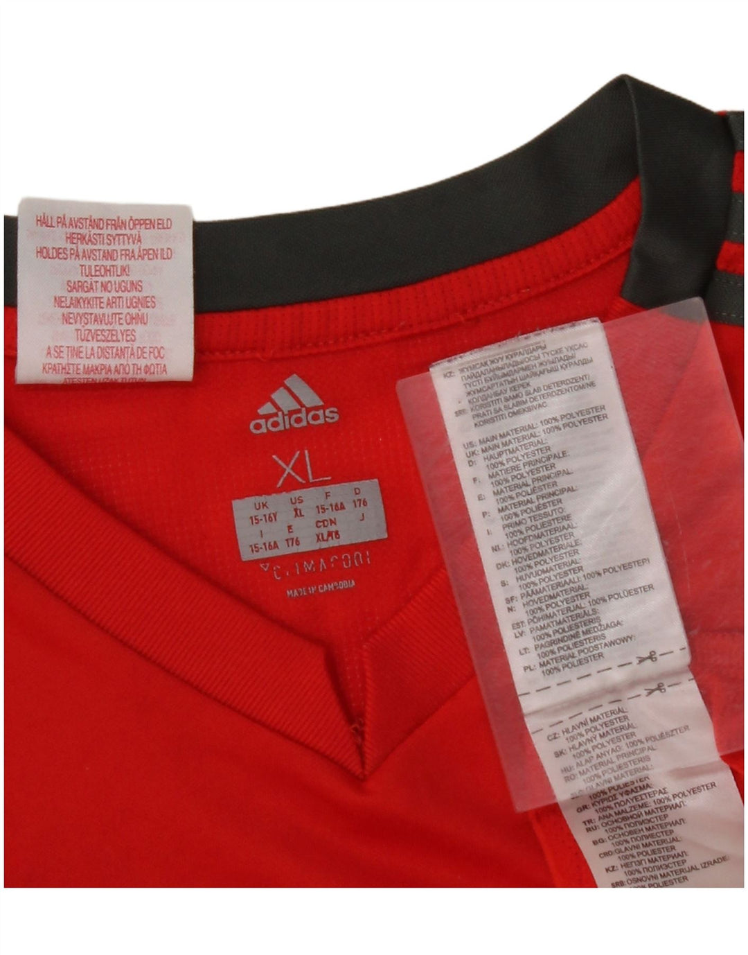 ADIDAS Boys Climacool T-Shirt Top 15-16 Years XL Red Poliester
