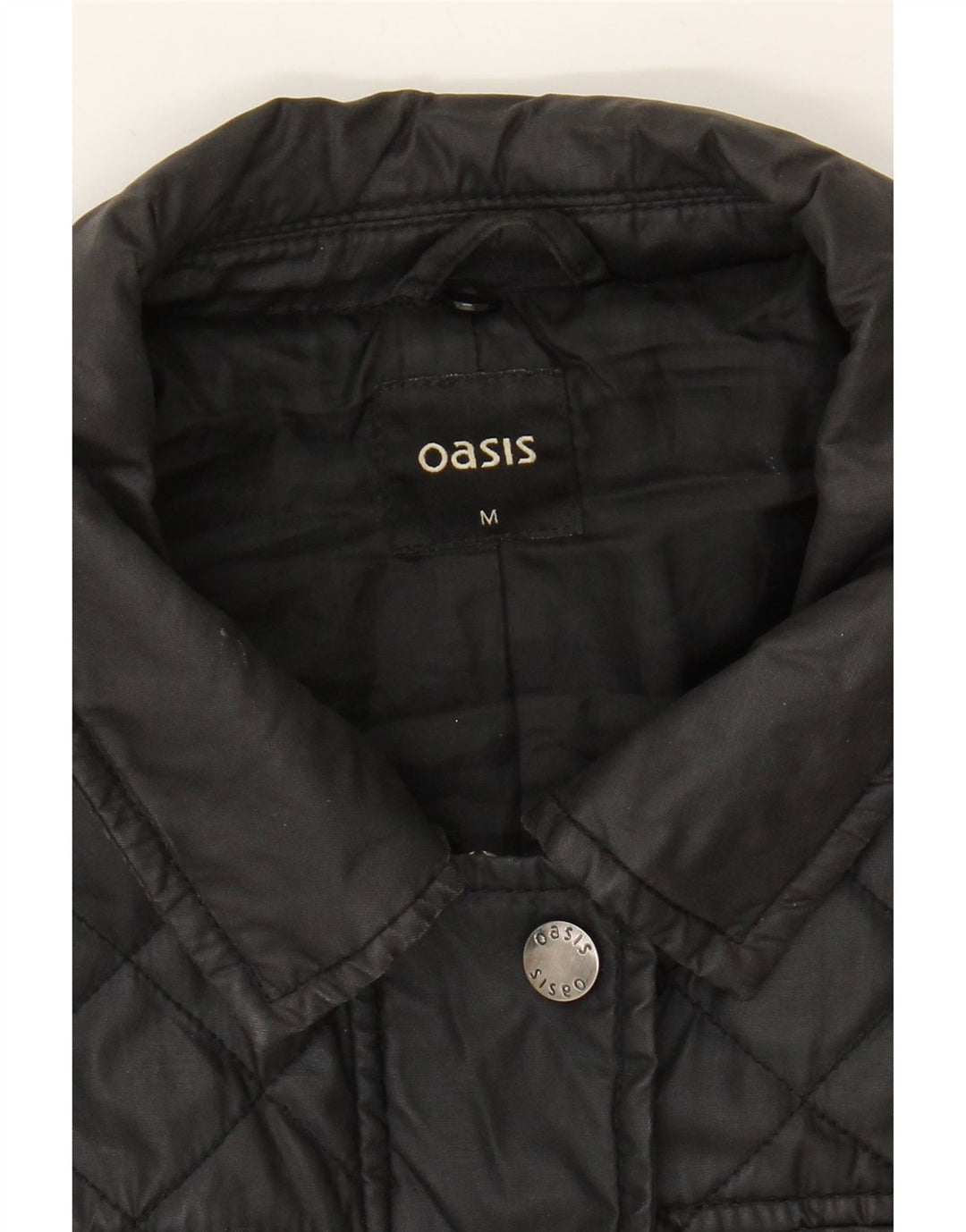 OASIS Womens Quilted Jacket UK 12 Medium Black Cotton Vintage Oasis and Second-Hand Oasis from Messina Hembry 