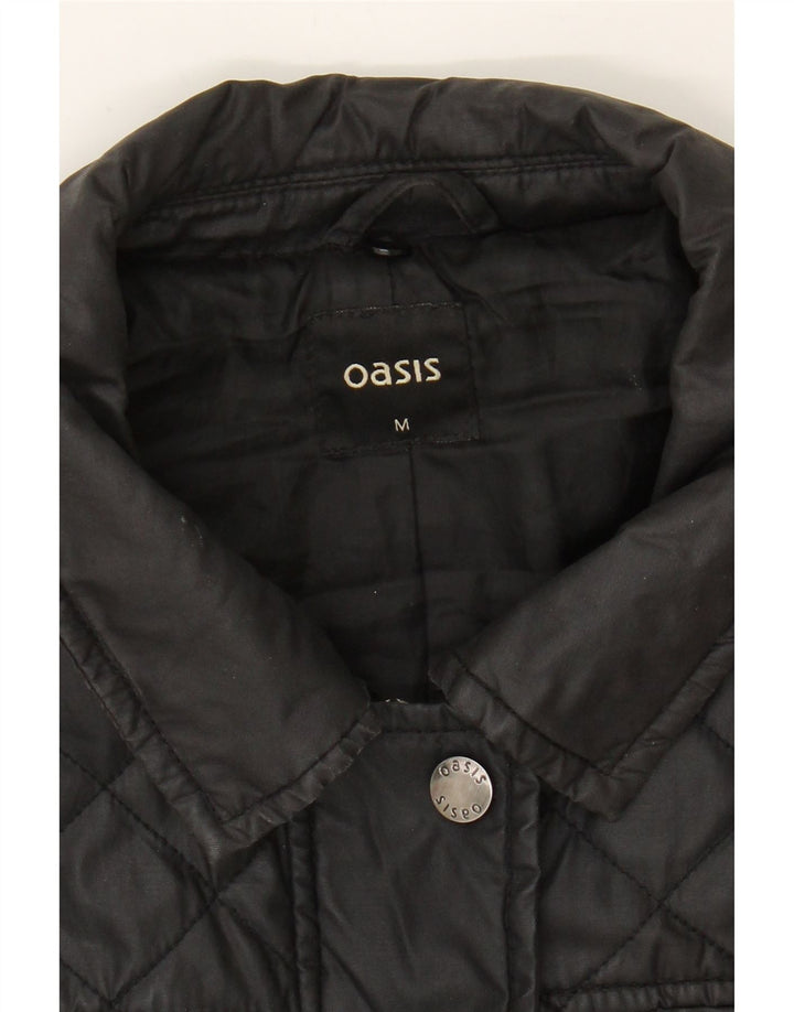 OASIS Womens Quilted Jacket UK 12 Medium Black Cotton Vintage Oasis and Second-Hand Oasis from Messina Hembry 