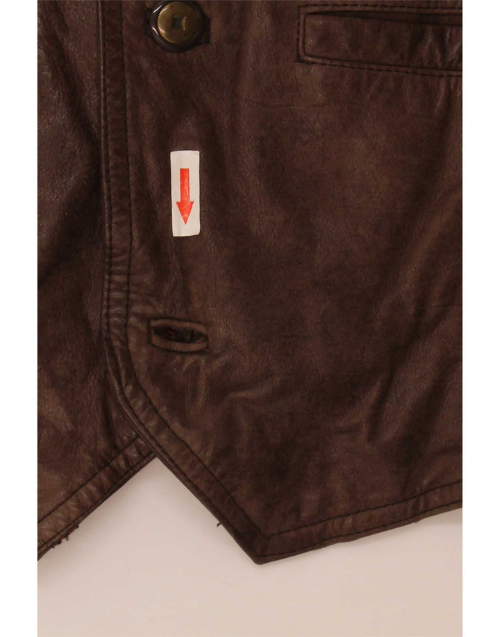 Vintage muški kožni prsluk IT 58 2XL smeđi