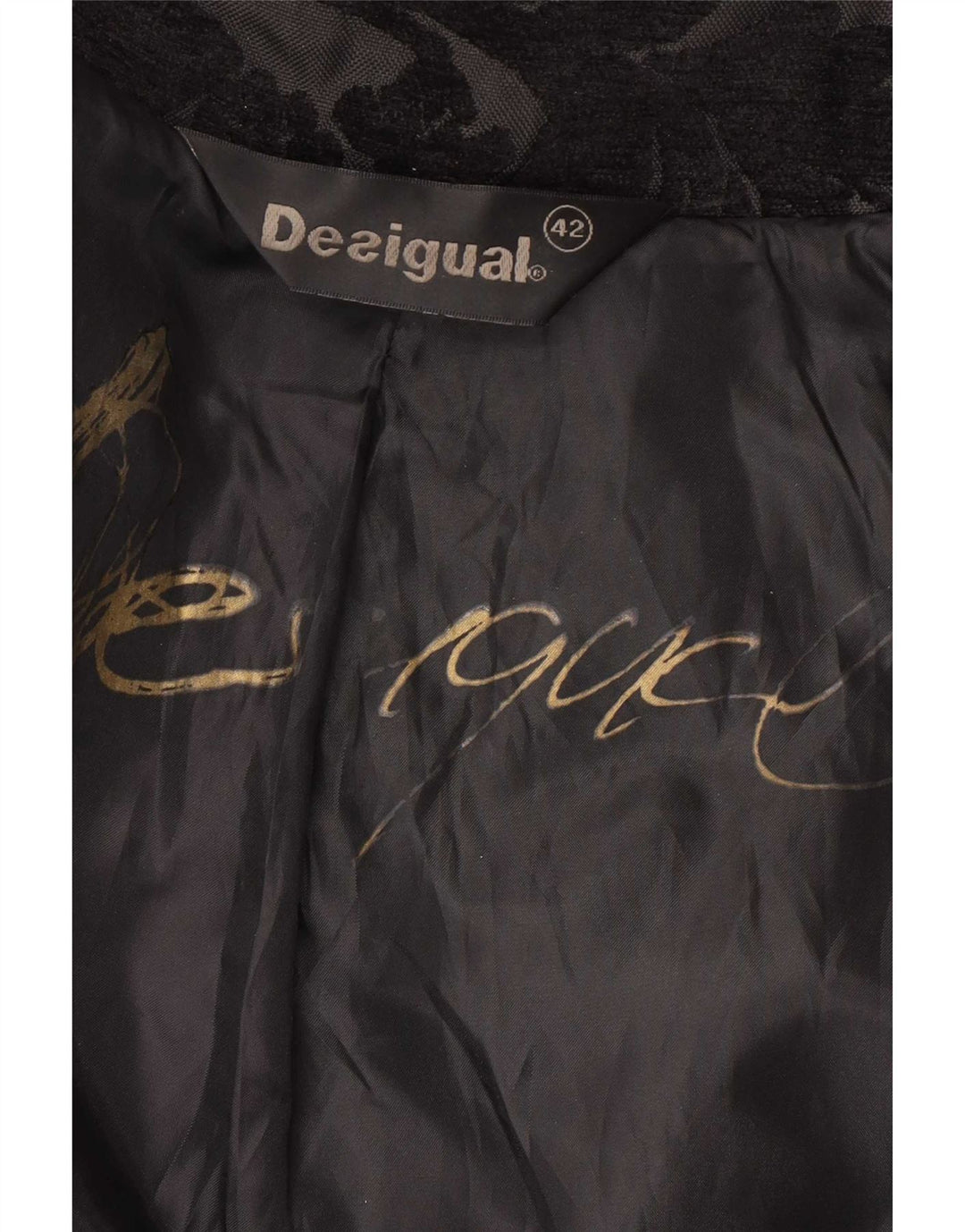 Desigual ženski kaput regularnog kroja EU 42 veliki crni moderni cvjetni