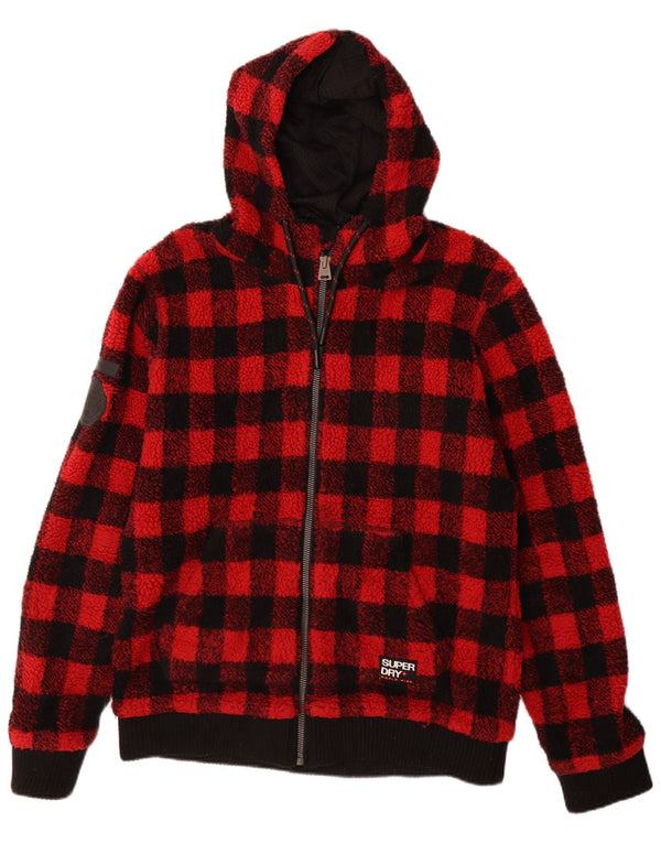Superdry muška jakna od flisa s kapuljačom UK 44 2XL crvena gingham poliester