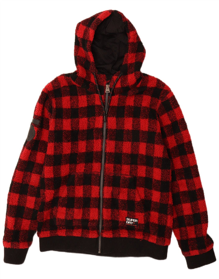Superdry muška jakna od flisa s kapuljačom UK 44 2XL crvena gingham poliester