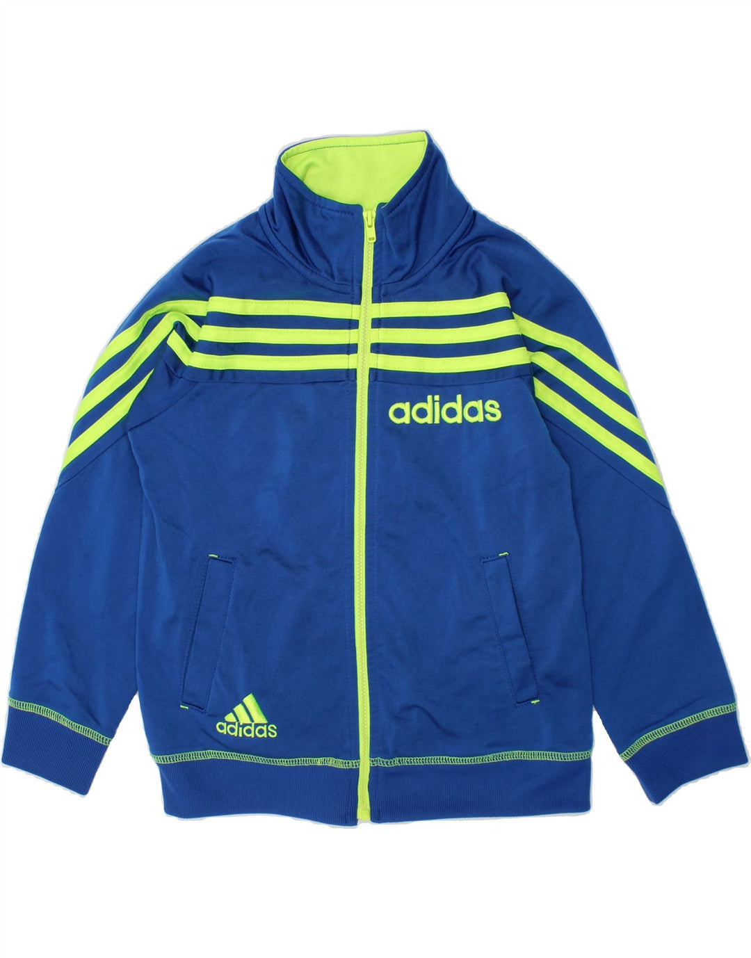 ADIDAS Boys Graphic Tracksuit Top Jacket 4-5 Years Blue Polyester Vintage Adidas and Second-Hand Adidas from Messina Hembry 