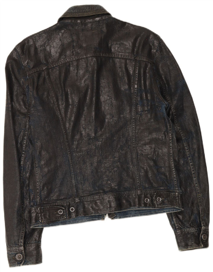 Gas Mens Denim Jacket UK 38 Medium Black Cotton