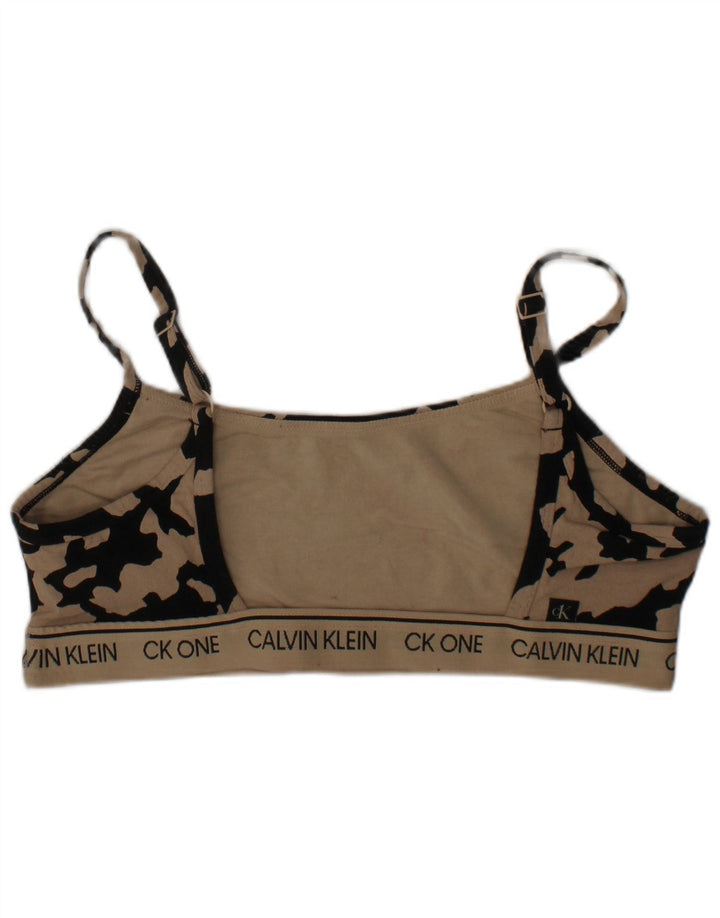 CALVIN KLEIN Womens Abstract Pattern Top UK 12 Medium Beige Camouflage