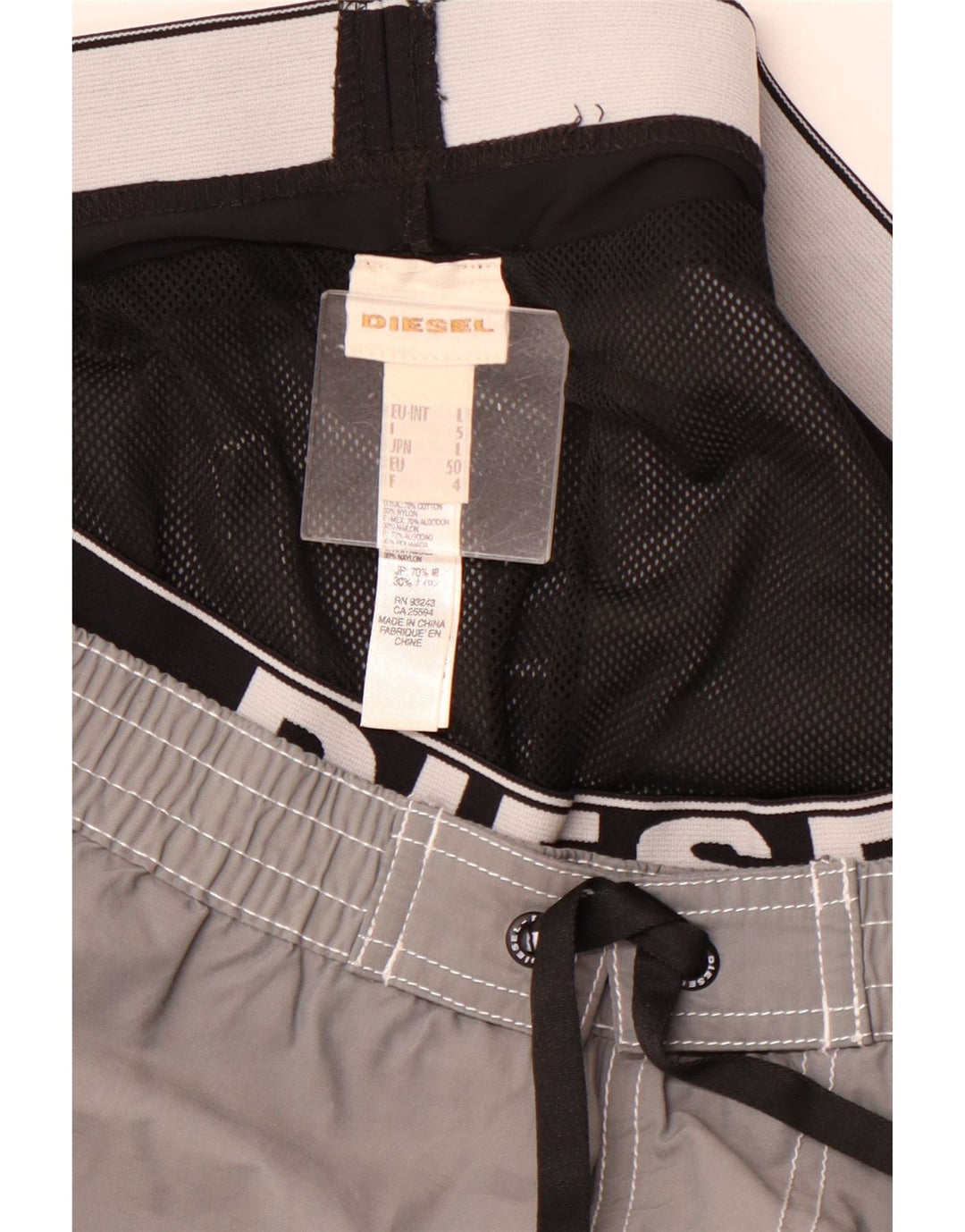 DIESEL Muške kratke hlače za plivanje s grafičkim motivima, veliki sivi pamuk