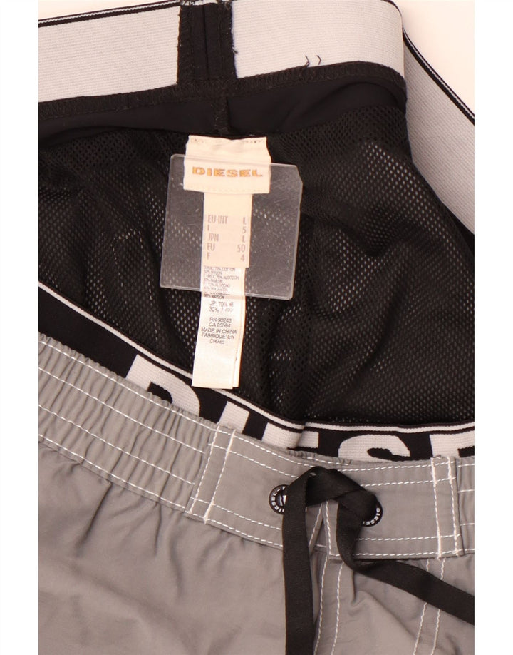 DIESEL Muške kratke hlače za plivanje s grafičkim motivima, veliki sivi pamuk