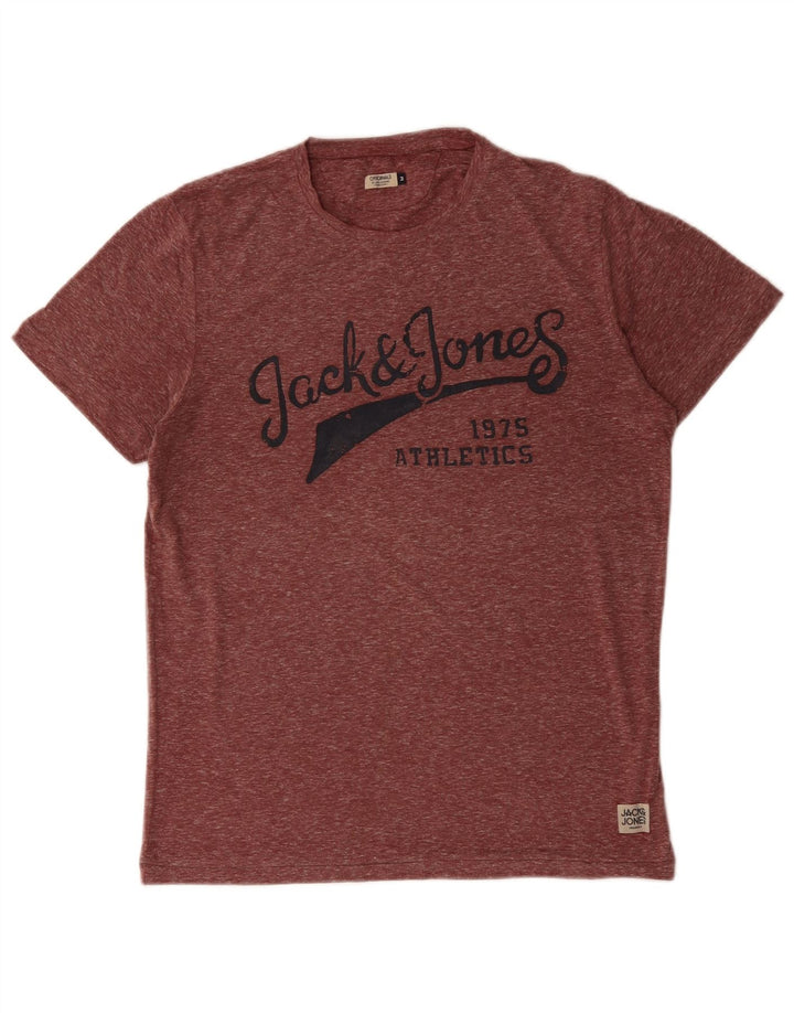 JACK & JONES Muška grafička majica kratkih rukava Srednji tamnocrveni prošarani poliester