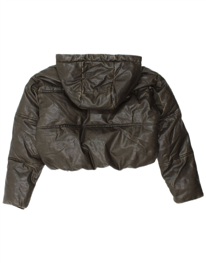 ZARA ženska prekomjerna podstavljena jakna s kapuljačom UK 10 Mala kaki