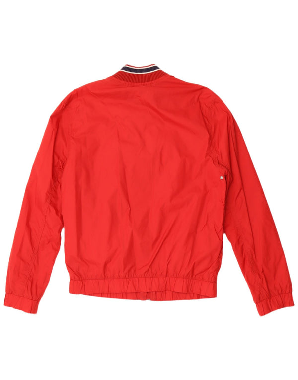 Tommy Hilfiger Mens Bomber Jacket UK 38 Medium Red Striped Nylon