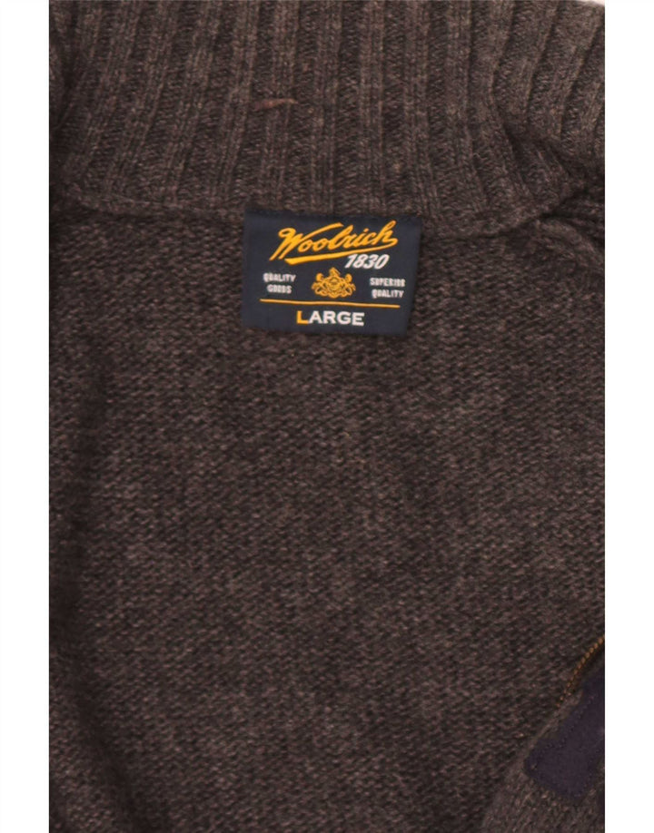 Woolrich muški grafički kardigan džemper veliki sivi