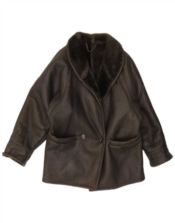 VINTAGE ženska jakna s ovčicama UK 16 velika crna