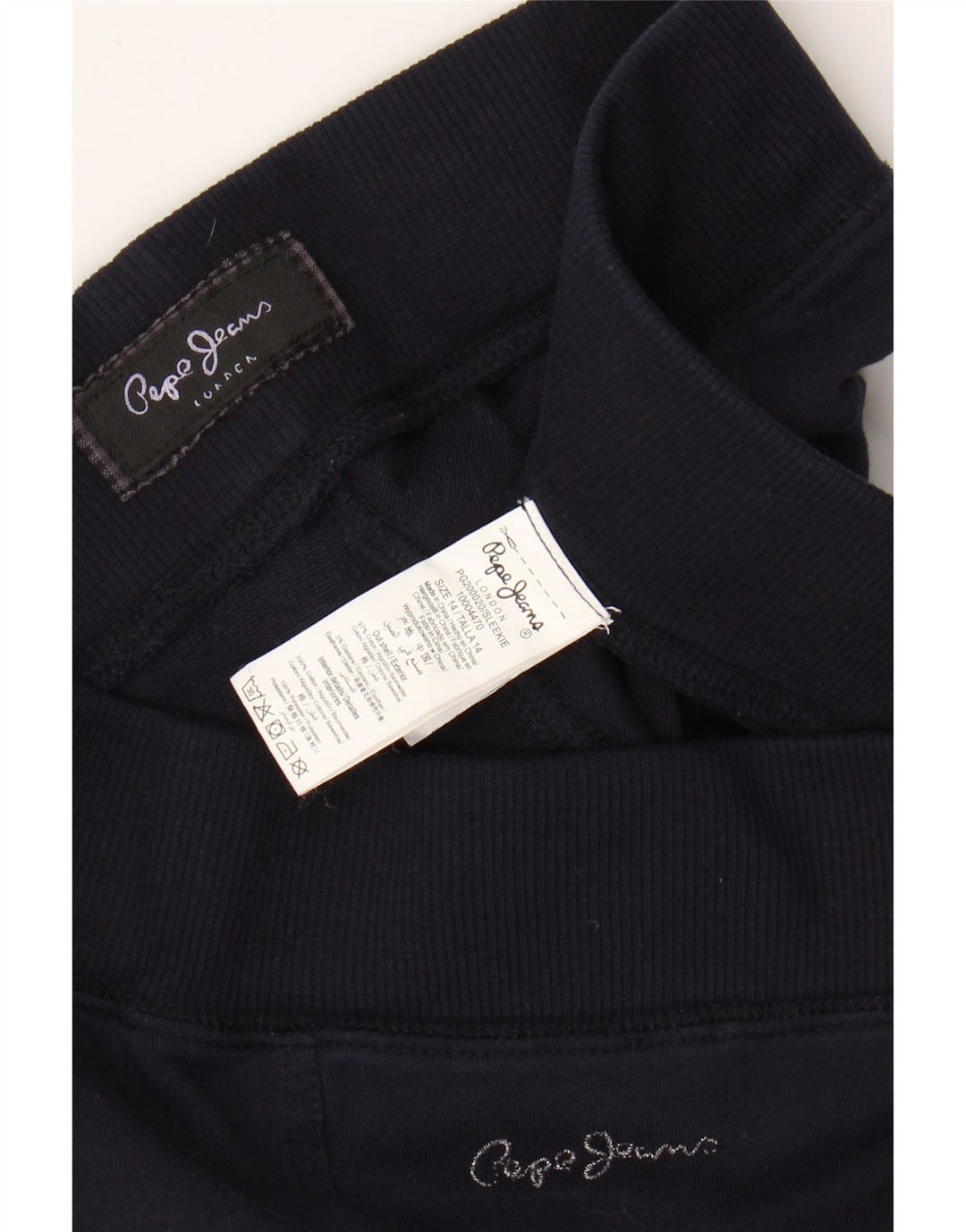 PEPE JEANS Womens Tracksuit Trousers UK 14 Medium Navy Blue Cotton