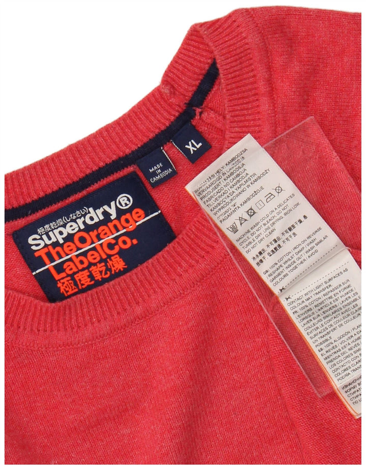 SUPERDRY muški pulover s okruglim izrezom XL, crveni pamuk