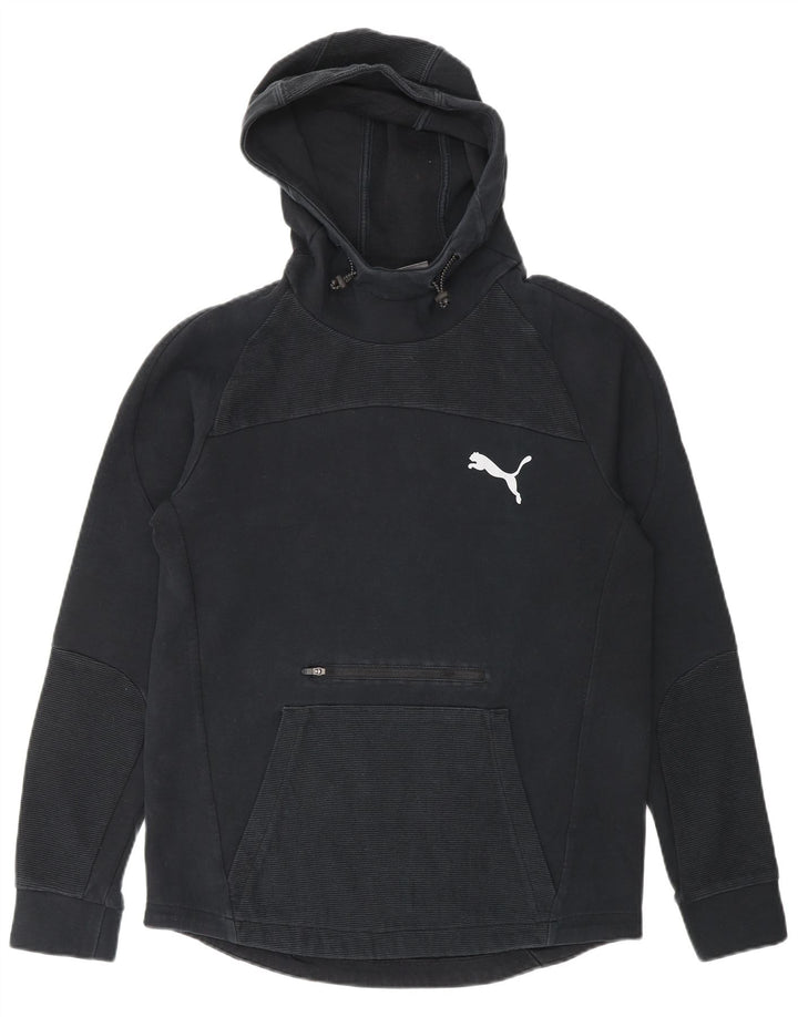 PUMA Mens Hoodie Jumper Small Black Cotton